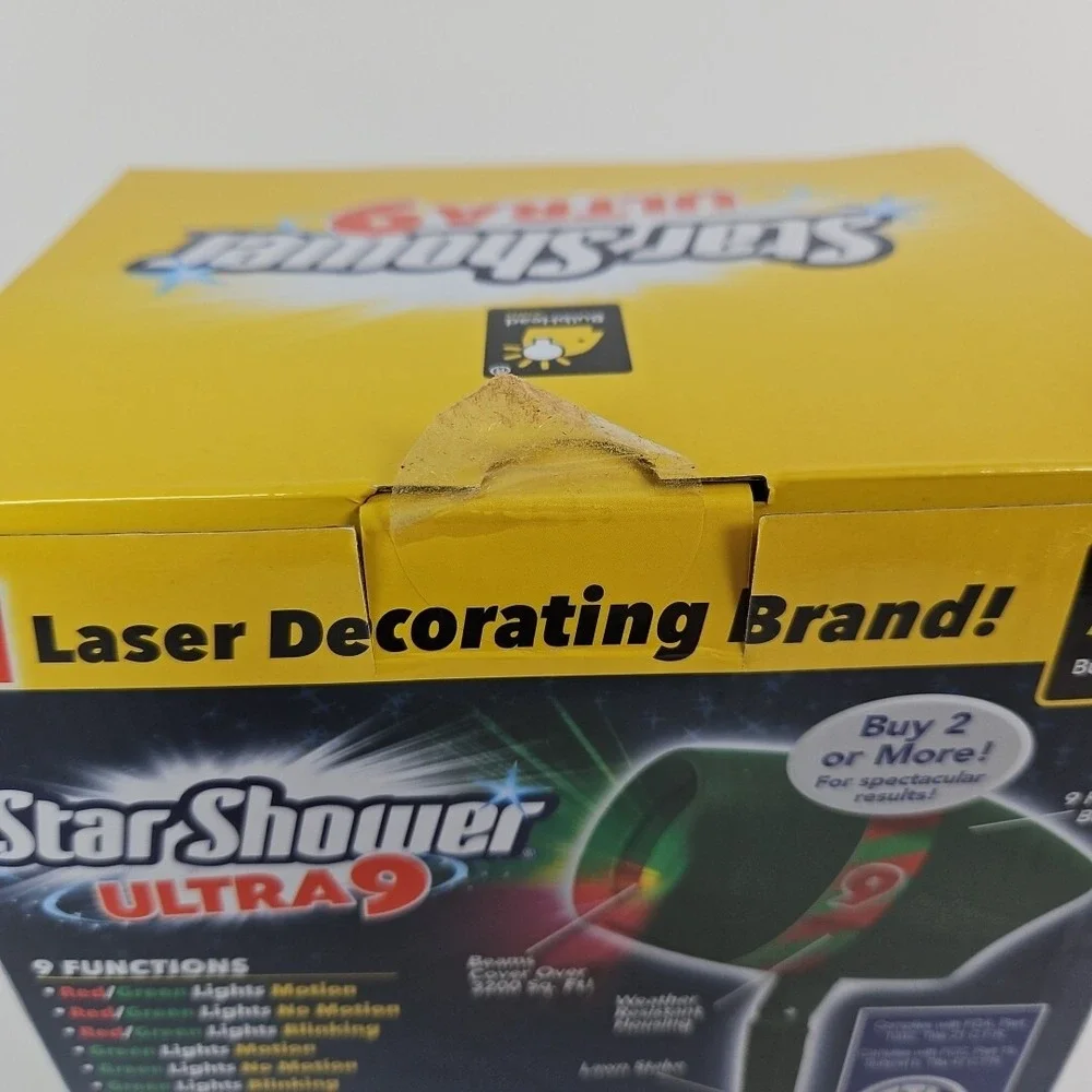 Star Shower Ultra 9 Christmas Laser Light Projector Stake Red Green Open Box New
